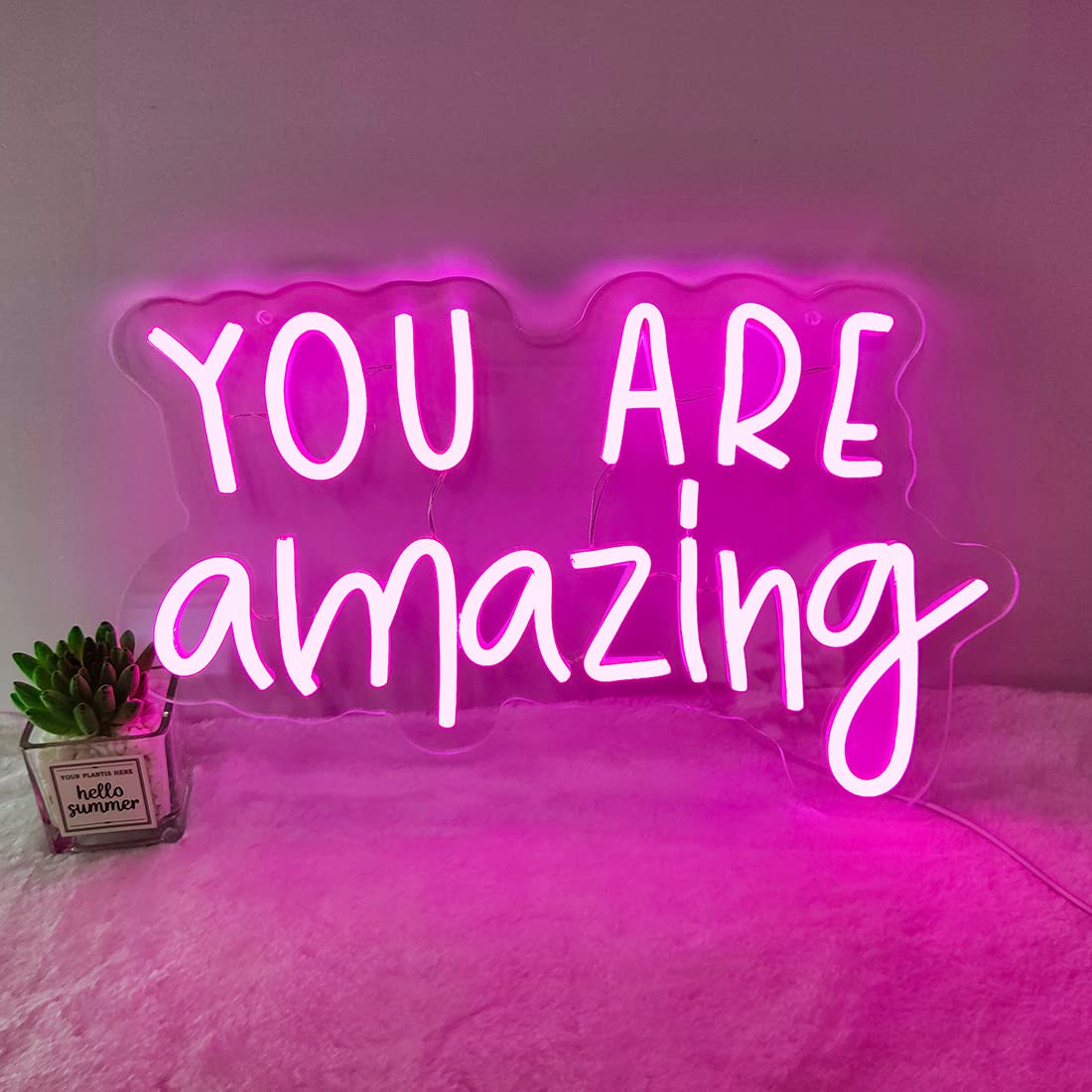 SYLHOME Pink You Are Amazing LED Neon Light Signs Wedding Birthday Girls Party Wall Decor Sign Classroom Home Bedroom Living Room Bar Pub Club Nursery Hanging USB 16.9"X10.6"