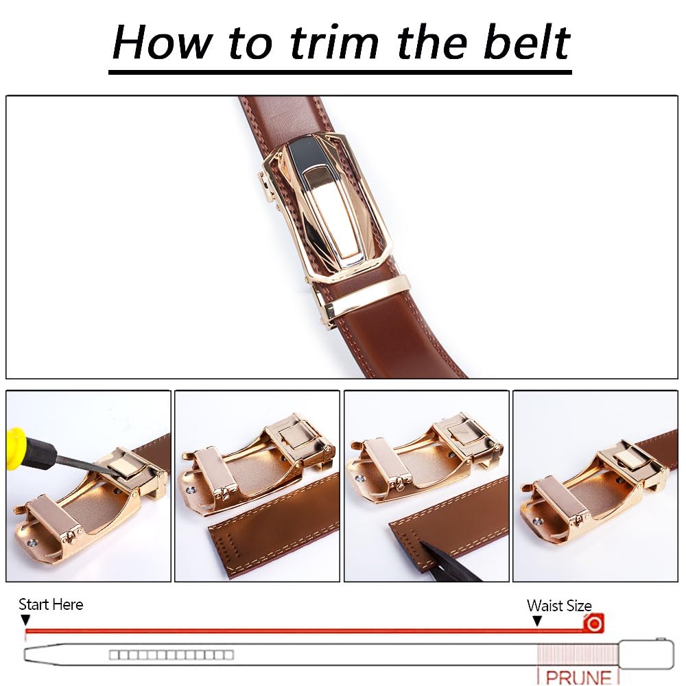 DOOPAI Men's Ratchet Leather Belt Set - 2 Pack Sliding Belt Adjustable For Gift Mens Dress Casual 1 3/8",Cut for Fit
