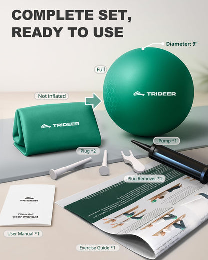 Trideer Exercise Balls Physical Therapy, 9 Inch Pilates Ball Between Knees for Physical Therapy, Mini Exercise Ball - Yoga Ball, Small Workout Balls for Core Strength and Back Support with Pump&Guide