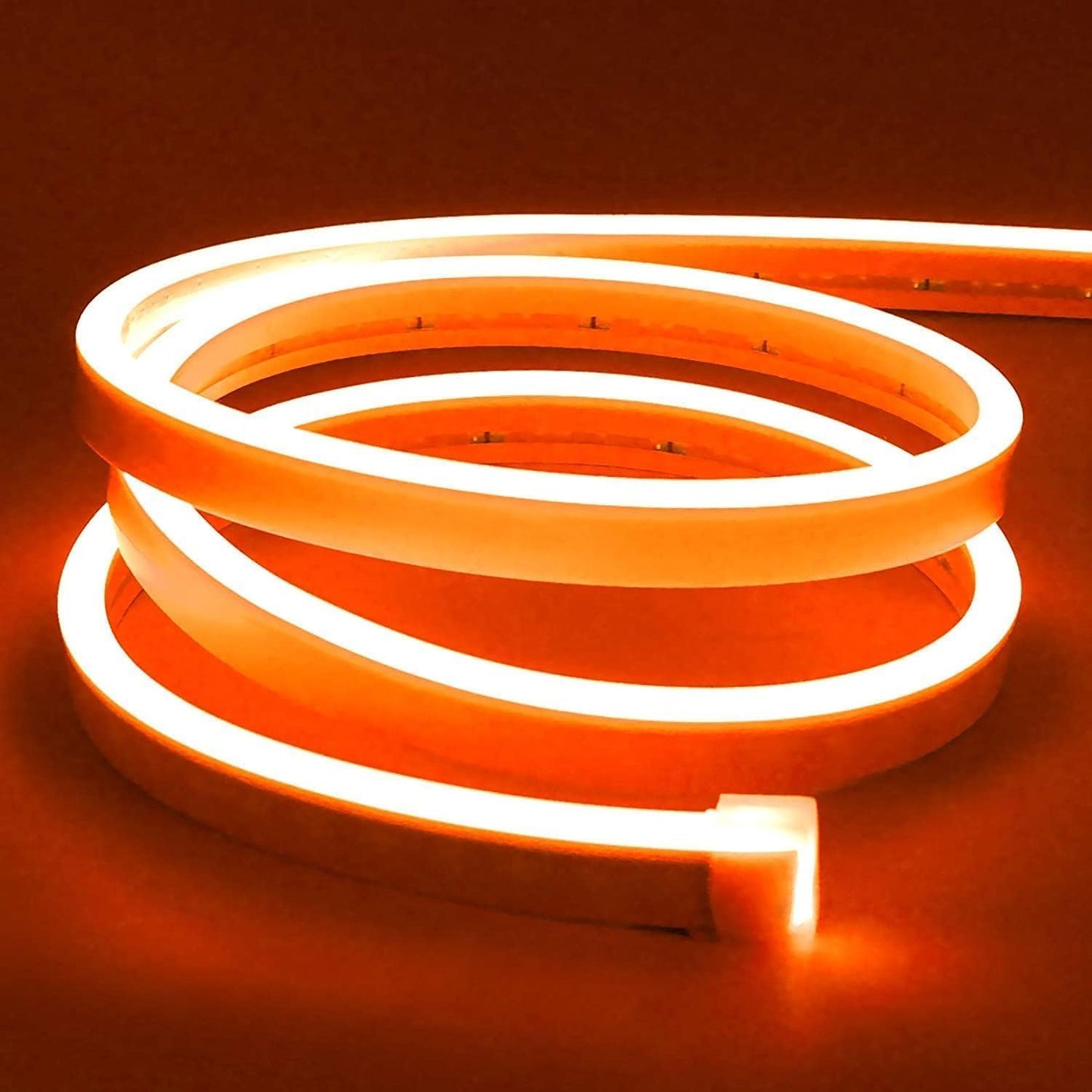 Lamomo LED Neon Lights, 16.4ft Orange Halloween Decorations 0.39In/Cut Rope Light, 12V Flexible Waterproof Silicone Neon Lighting for Indoor Outdoor Decor（Power Adapter not Included