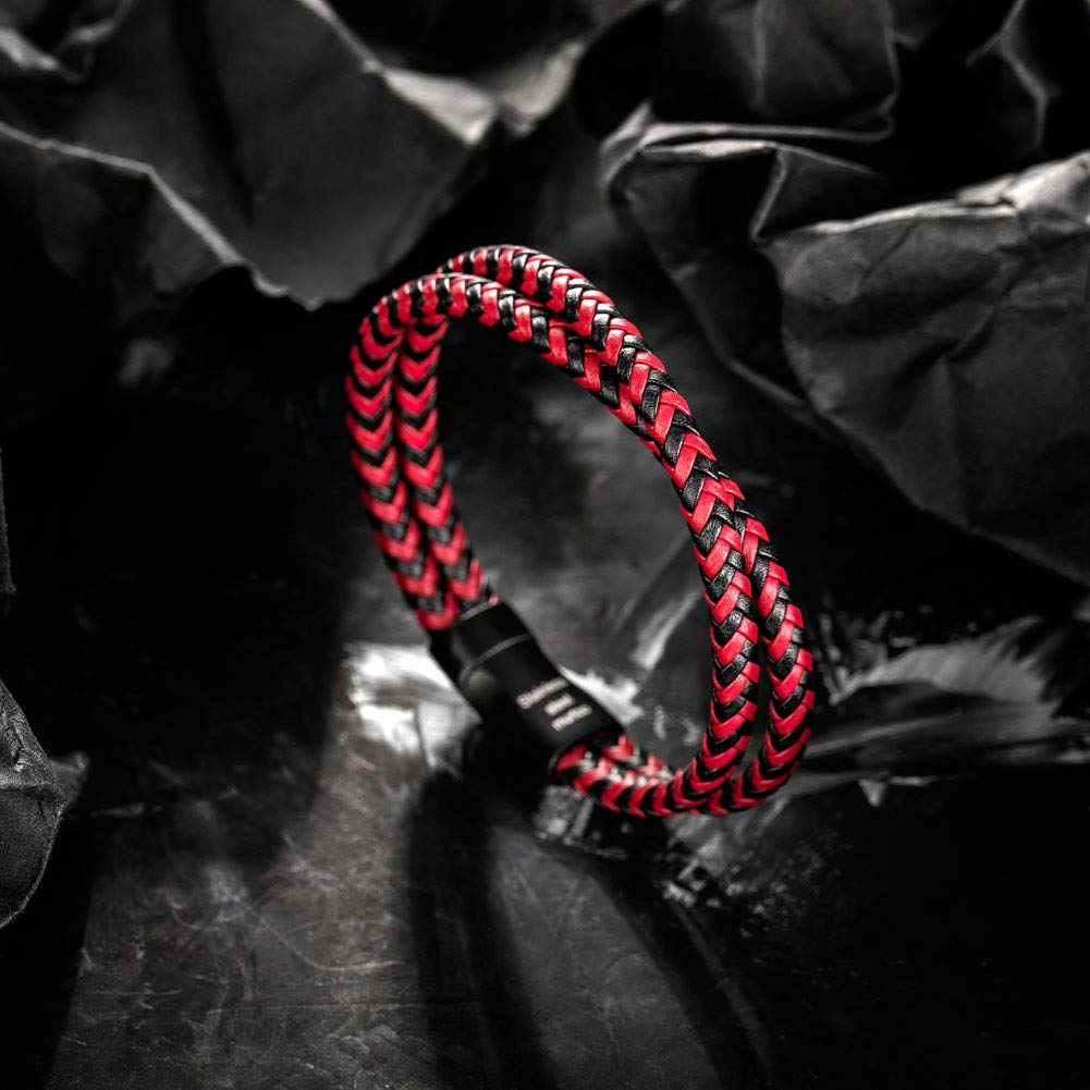 murtoo Mens Bracelet Leather Braided, Brown and Black Leather Bracelet for Men
