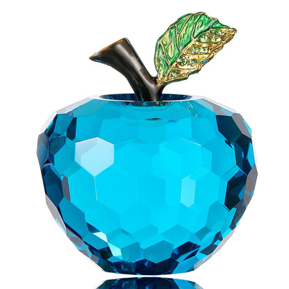 Vie jeune Crystal Apple Figurine Paperweight, Handmade Statue Ornament Home Decoration, Collectible Crystal Crafts, Come with Gift Box, Great Gift for Birthday Holidays Christmas (Blue-60mm)