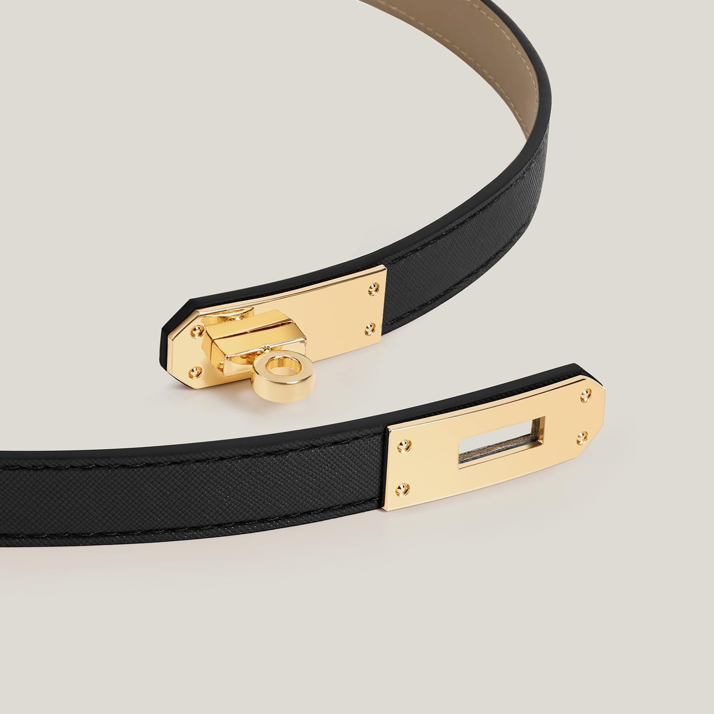 Women Skinny Leather Belt for Dresses Jeans Coats Solid Color Alloy Turn Lock 2 Pack Adjustable Thin Waistband