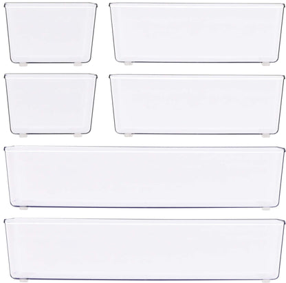 Simple Houseware Clear Drawer Organizer for Office Bin Desk Storage, Assorted Size, 6 Packs