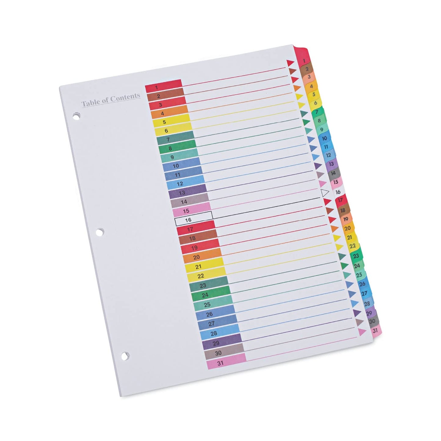 1InTheOffice 1-31 Tab Dividers for 3 Ring Binders, 31 Tab Daily Divider Sets, Table of Contents Divider Tabs, Multi-Color, 11 x 8.5, 2 Pack
