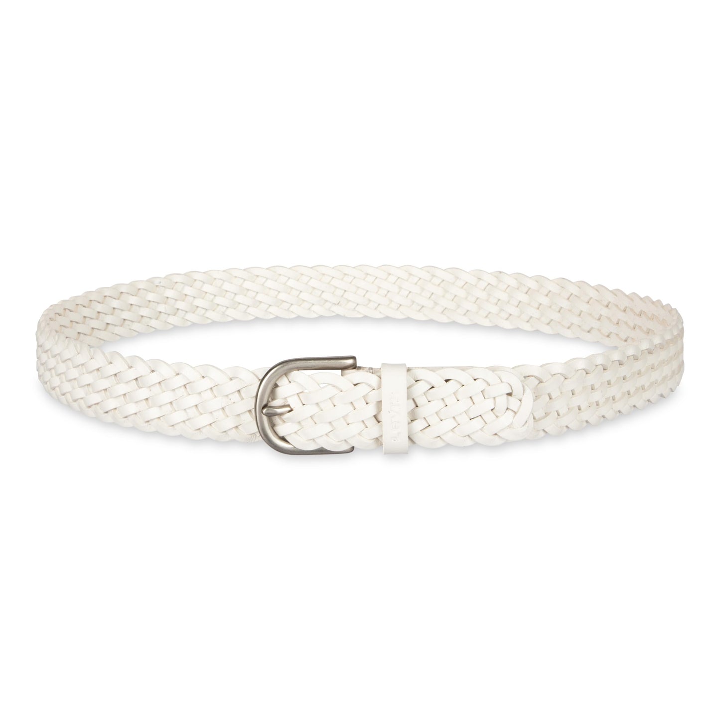 Levi's Women's Leather Braided Casual Belt, White, Small