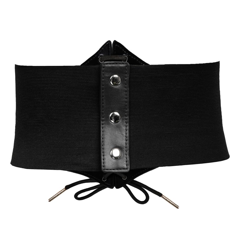 GRACE KARIN Faux Leather Steampunk Sexy Underbust Waist Belt Corset(XL,Black)
