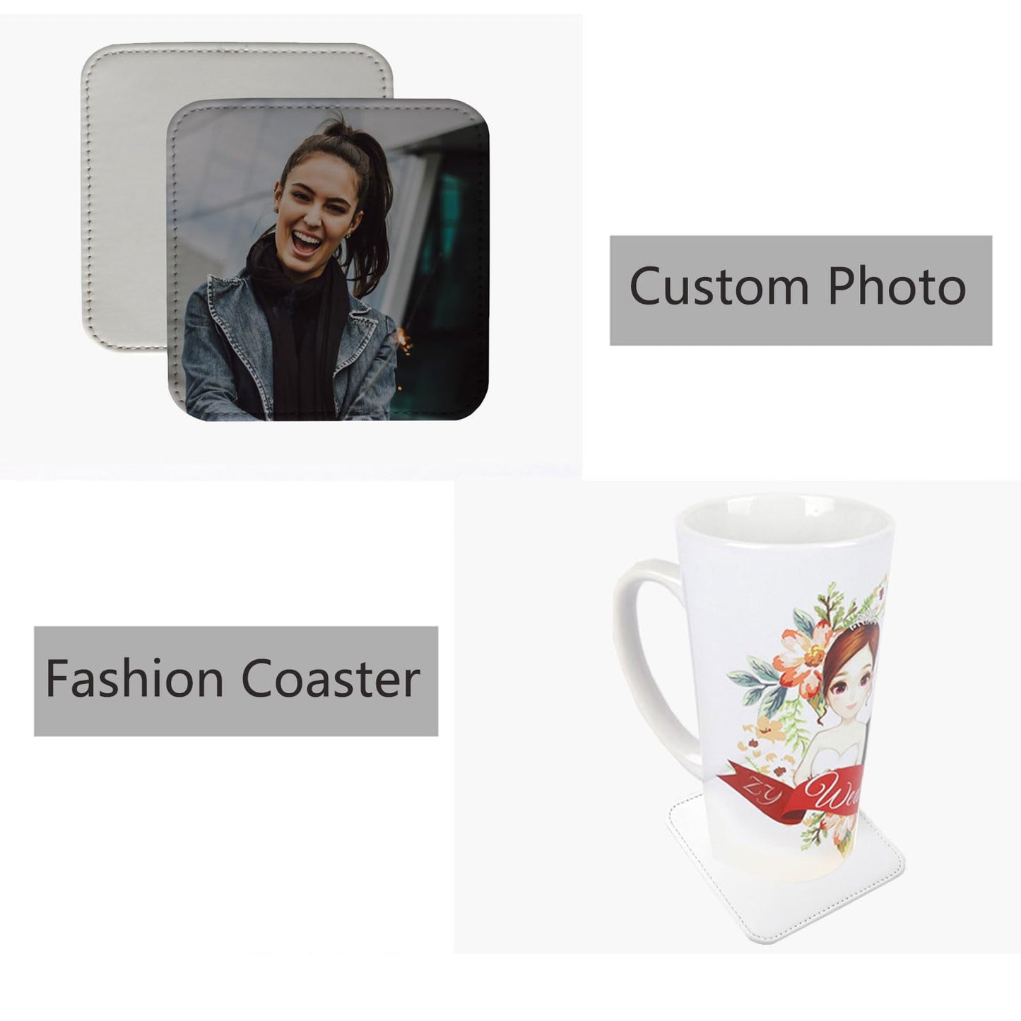 10 Pcs Leather Sublimation Coasters Blanks Bulk with Sewn Edge, 4x4 Inch Thin Sublimation Blank Cup Mat Heat Transfer Press DIY Crafts (Square (10 pcs 4x4 Inch))