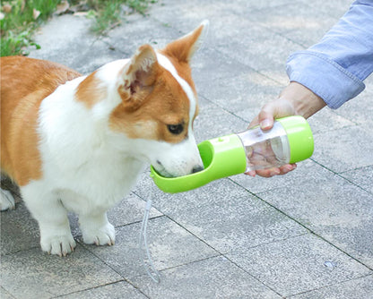 madeking Dog Water Bottle Portable Pet Water Bottle Leak Proof Dog Water Dispenser and Food, Multifunctional Outdoor Water&Food Bowl for Dogs and Cats (Bule)