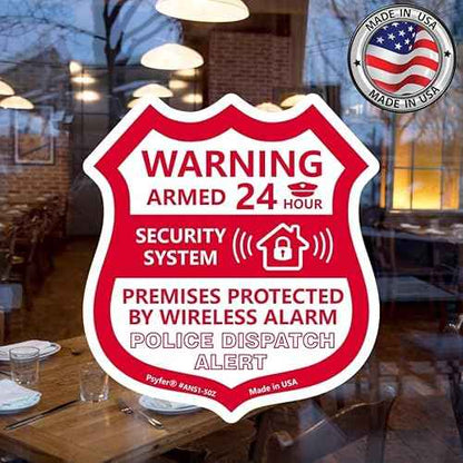 Psyfer¢ç (Fade-Free) 6 Pack - Alarm Security Outdoor UV Waterproof Window Stickers [Made in USA]