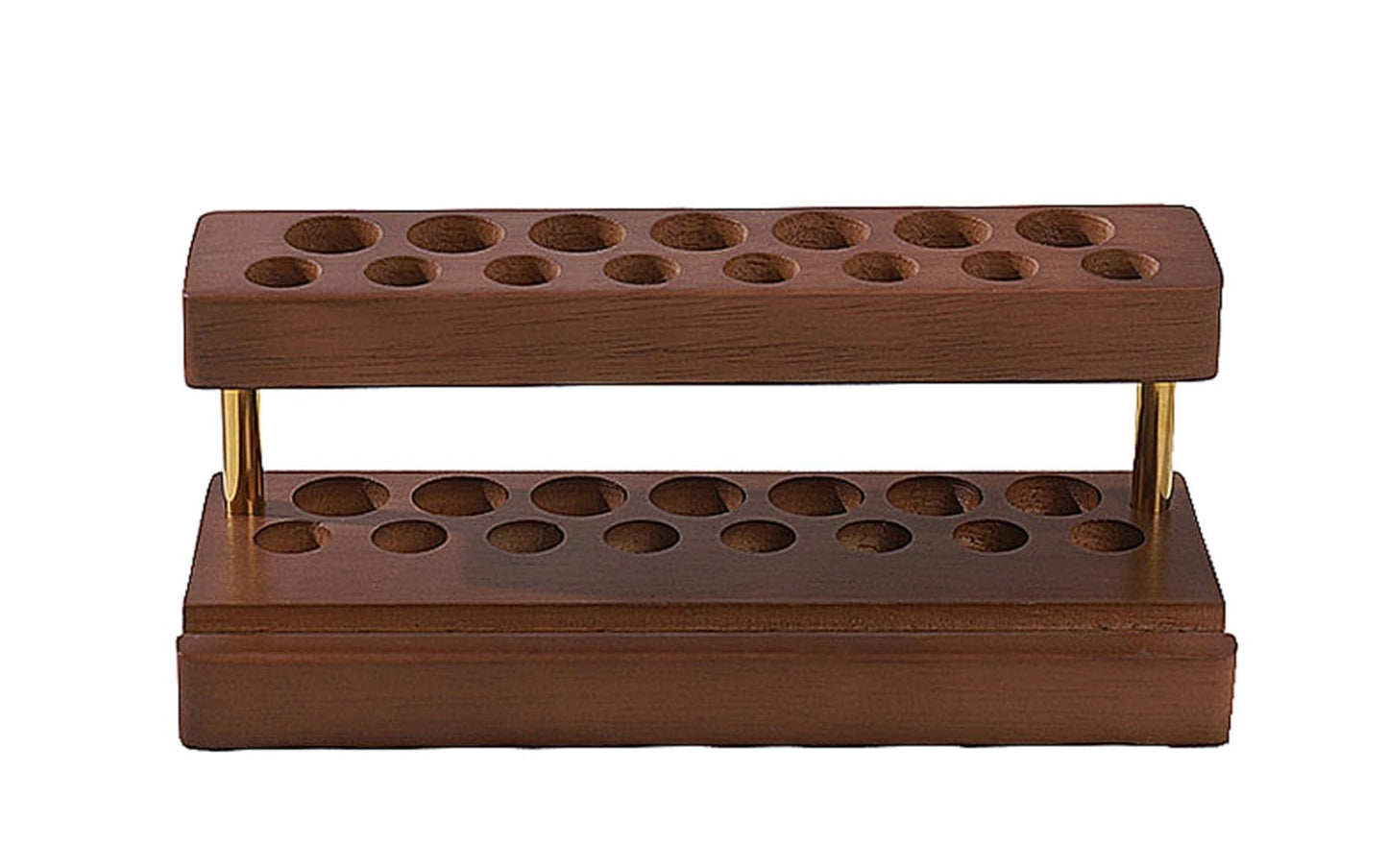 LUMRRSK Pencil & Pen organizer for Desk,Wooden pen holder with Phone Stand for Office & Home,Solid Walnut Pencil Display Stand (Double-row - Walnut)