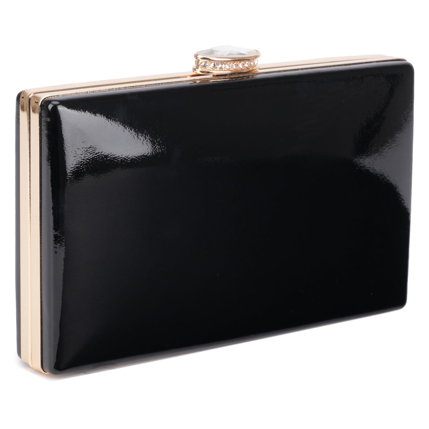 Milisente Patent Leather Clutch Purses for Women Glossy Evening Bag For Wedding Cocktail Party With Detachable Chain(Black)