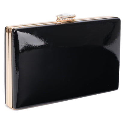 Milisente Patent Leather Clutch Purses for Women Glossy Evening Bag For Wedding Cocktail Party With Detachable Chain(Black)