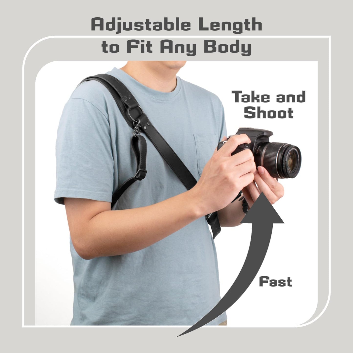 4J LEDR Leather Camera Strap,Single Camera Shoulder Harness for One Camera,Professional Camera Harness for Photographers,Camera Strap Crossbody Quick Release Gear DSLR/SLR,Camera Accessories,Black