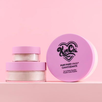 Kimchi Chic Beauty Puff Puff Pass Set and Bake Setting Powder for Makeup, Extra Fluffy Loose Face Powder Poof, Soft Natural Face Makeup for Uneven Skin Tone, 03 Translucent