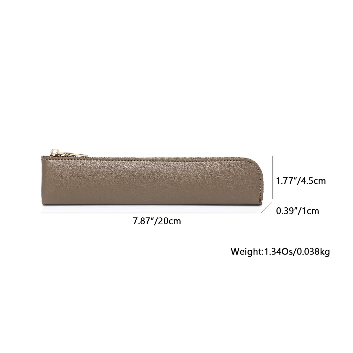 YONBEN Faux Leather Pencil Case Small Pencil Pouch Slim Pen Case Holder Zipper Bag for School Office(Pearl Brown)
