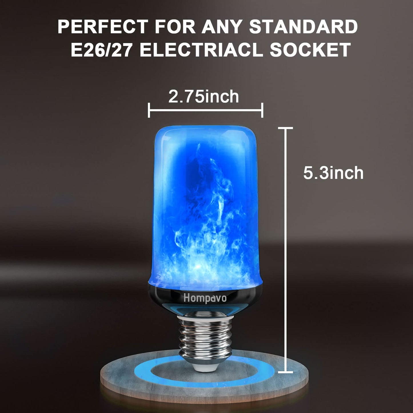 Hompavo 【Upgraded】 LED Flame Light Bulbs, 4 Modes Flickering Light Bulbs with Upside Down Effect, E26 Flame Bulb for Halloween Christmas Party Patio Porch Home Indoor Outdoor Decorations - 2 Blue
