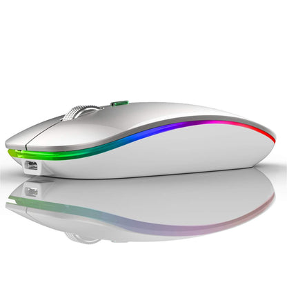 TENMOS Wireless Bluetooth Mouse, LED Slim (Bluetooth 5.1/5.0 + USB) 2.4GHz Rechargeable Silent Bluetooth Wireless Mouse with Type C Adapter for Laptop/MacBook/iPad OS 13 and Above (Matte Black)