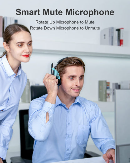 Link Dream Trucker Bluetooth Headset 20H Talktime Wireless Headset with 270°Rotatable Noise Cancelling Microphone USB Dongle for Online Meeting, Office Home, Call Center, Computer, Cell Phone (BH60)