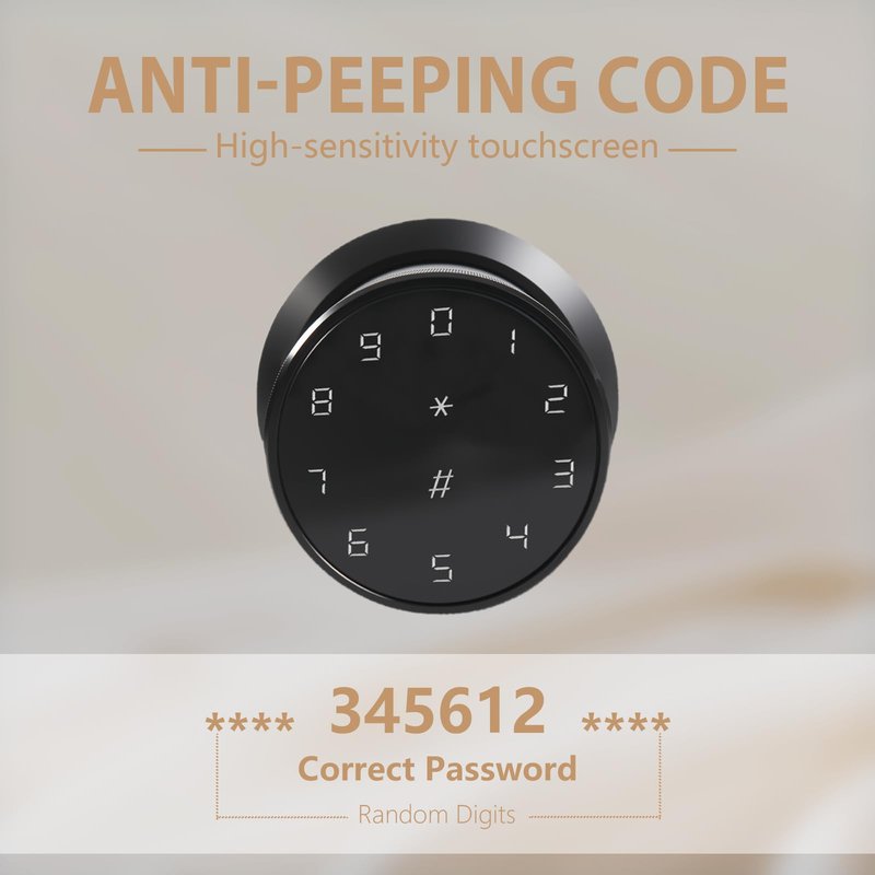 Fingerprint Door Knob, Keyless Entry Smart Door Knob with Touchscreen Keypad, Key FOB, App Control, Auto Lock, Voice Prompts, 300+ User Capacity, Door Lock for Bedroom, Gate, Office, Matte Black