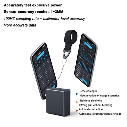 Velocity Based Training Device,Vertical Jump Tester w/APP Control and Voice Tips, Barbell Speed/Power/1 RM/Fatigue Test/Explosive Force,50H of Battery Life