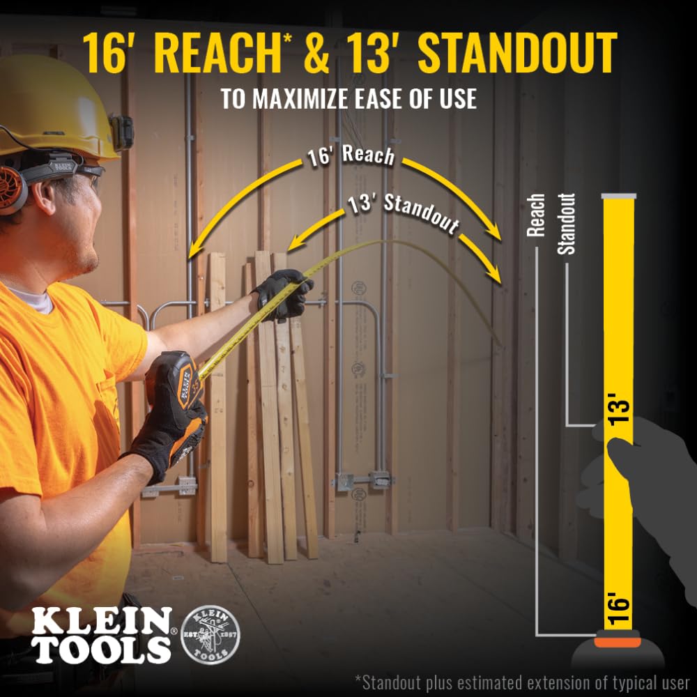 Klein Tools 9235 Tape Measure, Heavy-Duty Magnetic Measuring Tape with 35-Foot Double-Hook Double-Sided Nylon Reinforced Blade, with Metal Belt Clip