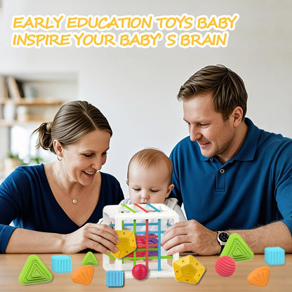 MINGKIDS Montessori Toys for 1 Year Old, 6 Pc Multi Sensory Shape, Toddler Developmental Learning Birthday Gifts, Baby Toys 12 Month