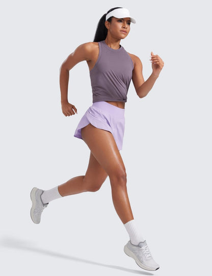 CRZ YOGA High Waisted Split Running Shorts for Women 3" - Comfy Mesh Liner for Workout Athletic GymTrack Quick Dry Lilac Air X-Large
