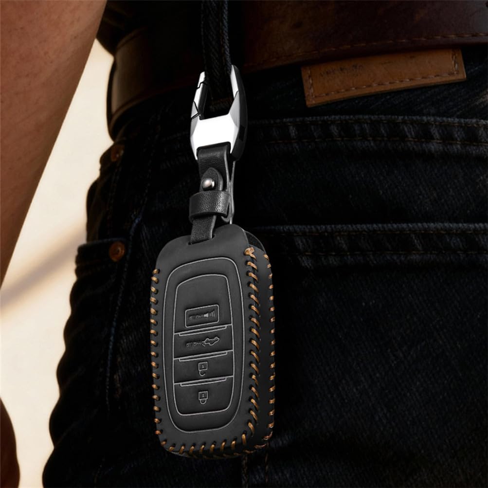 Avgardcat Leather Compatible with Toyota Key fob Cover for 2025 Grand Highlander Tacoma Tundra Land Cruiser Sequoia Accessories 4 Buttons Keychain