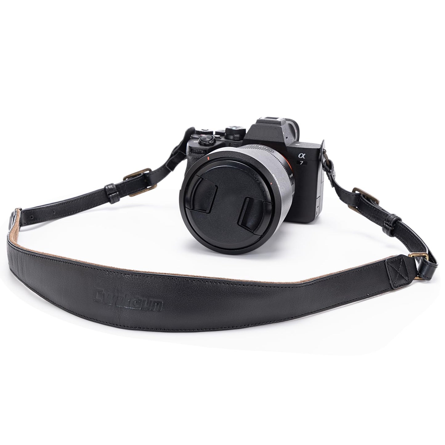 Cwatcun Genuine Leather Camera Strap, Adjustable Neck or Shoulder Sling Strap for Photographers for Nikon Canon Sony Olympus DSLR, Black