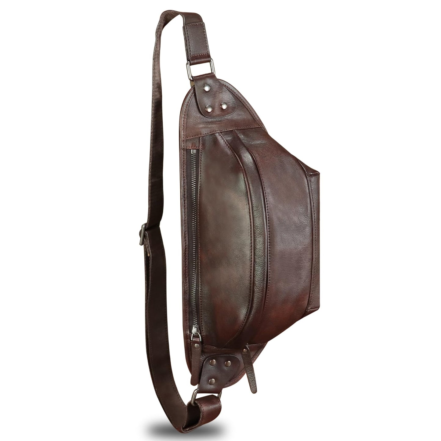 Genuine Leather Fanny Packs for Men and Women Hip Waist Bag Real Leather Fanny Sling Bag Crossbody Chest Purse (Coffee)