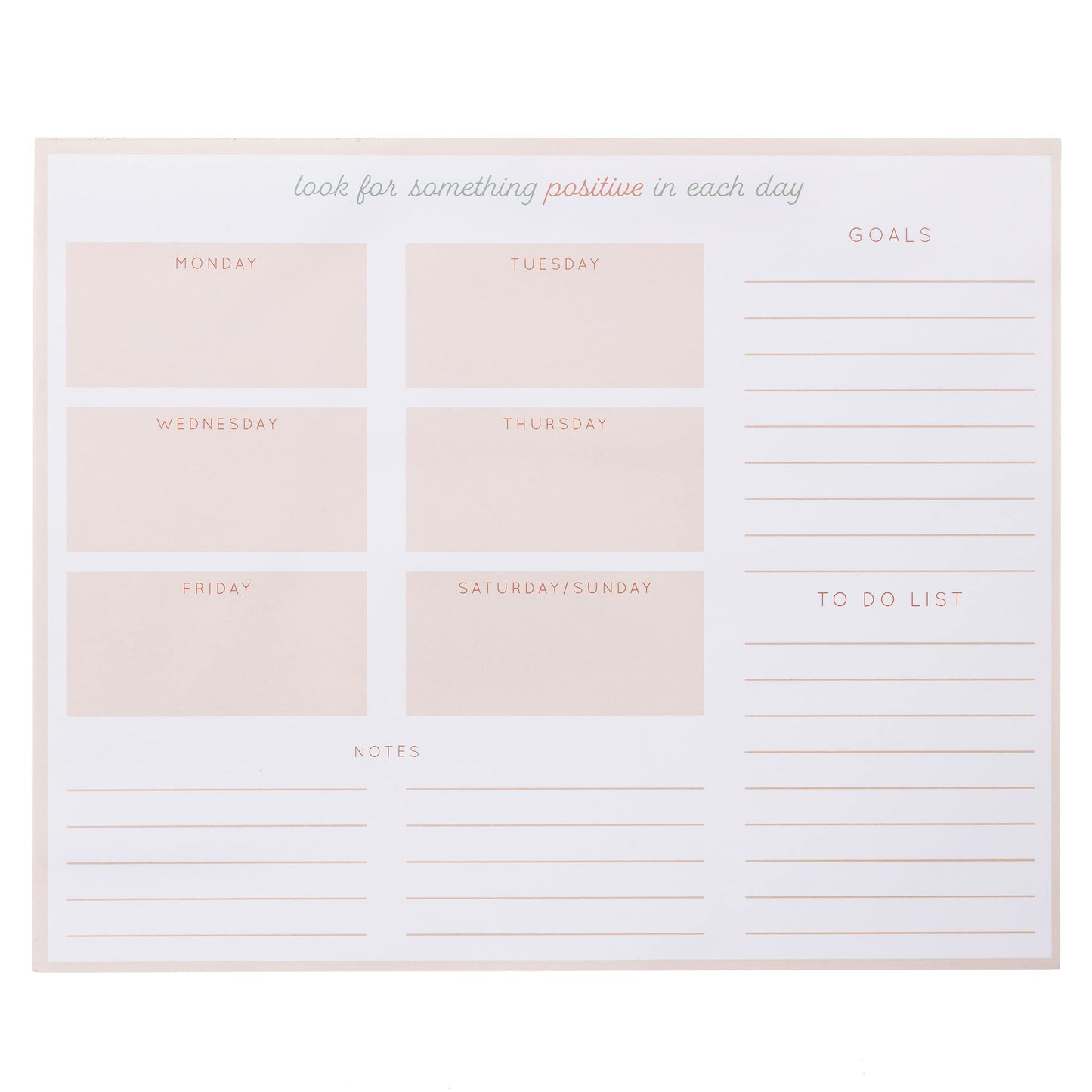 Graphique Weekly To Do Deskpad - Positivity Design - 9.75" x 8", 80 Sheets, Themed Pages - Planner for College Students, Business Appointments, Great Gift