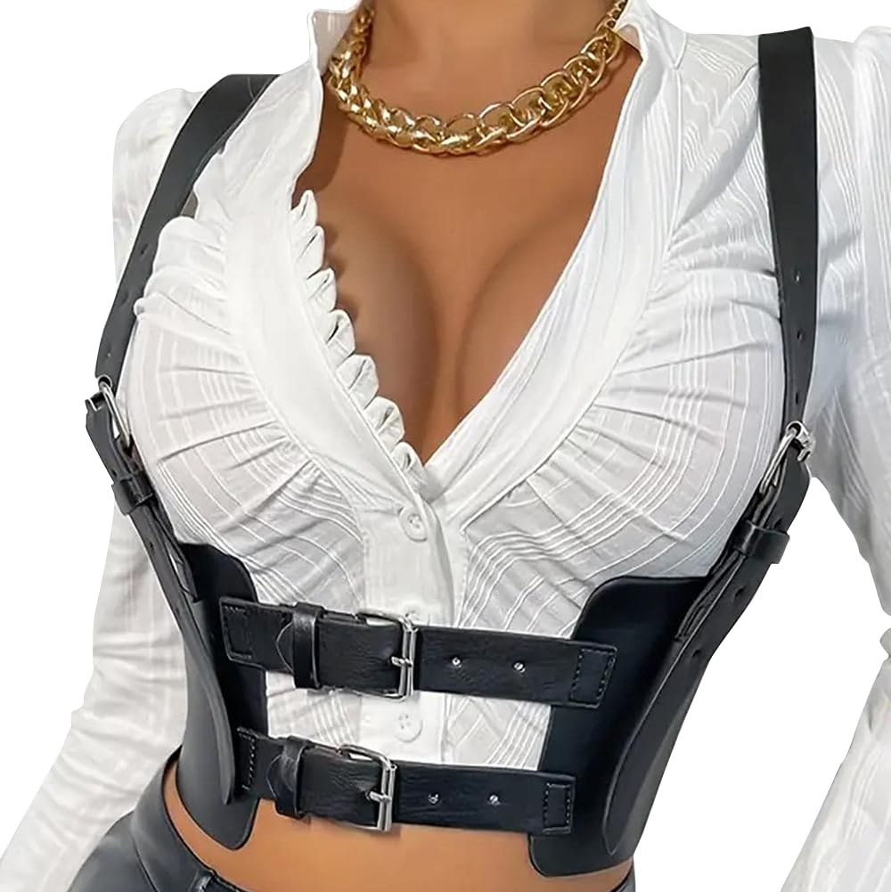 ALRICOL Women Fashion Faux Leather Waist Belt Steampunk Underbust Corset