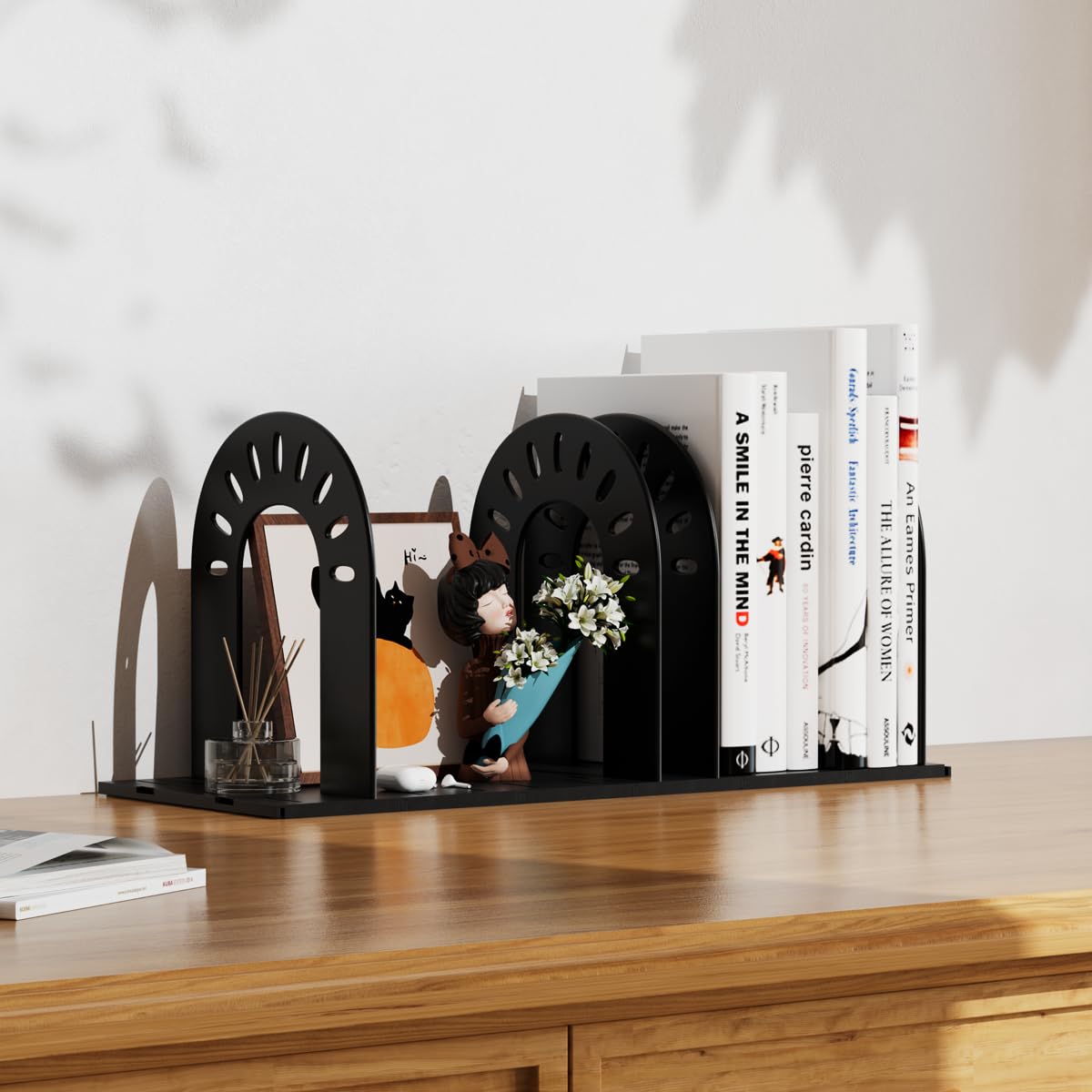 AIFEIRIC Binder Holders,File Organizer,Binder Organizer,Bookshelf Organizer for Desk, Adjustable Vertical Magazine File Holder for Office School & Classroom (black)