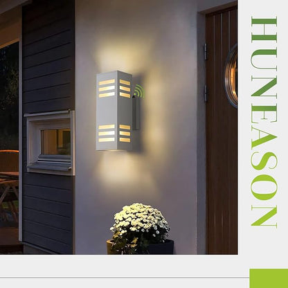 Outdoor Wall Lights, 2 Pack Dusk to Dawn Outdoor Light Fixture, 13" Waterproof Modern Porch Light White, Large Up Down Exterior Lighting Fixture for Patio, Garage, Hallway, Doorway
