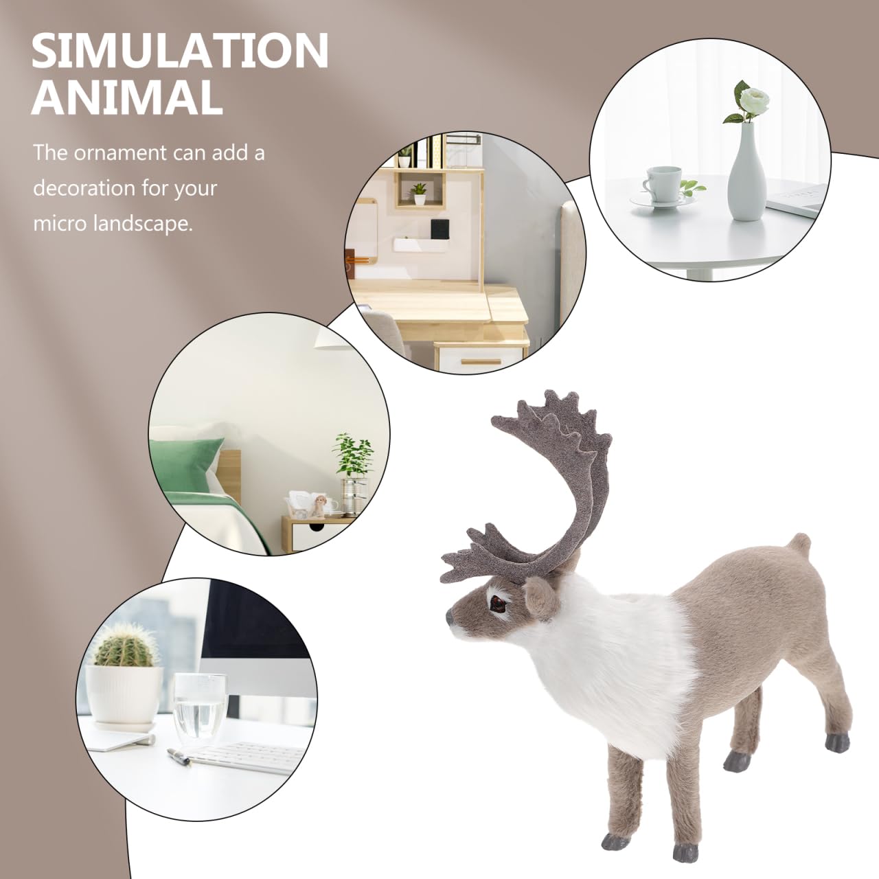 Luxshiny Realistic Reindeer Figurines Standing Deer Statue Mini Christmas Elk Sculpture Holiday Desktop Ornaments for Xmas Party Decoration