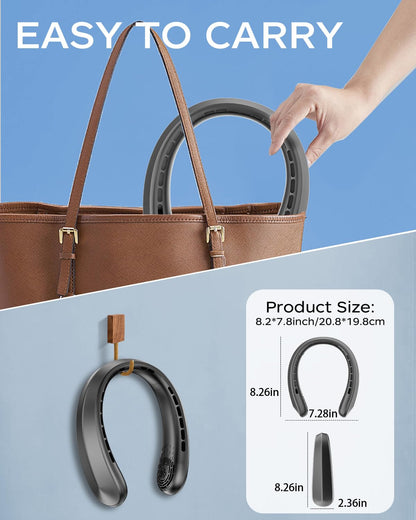 Nhpoi Neck Fan, Portable Neck Fan, 5200 mAh Battery Operated Wearable Personal Fan with USB Rechargeable, 3 Wind Speed, Fast Cooling, Ultra Quiet, Bladeless, Headphone Design for Travel, Men Women