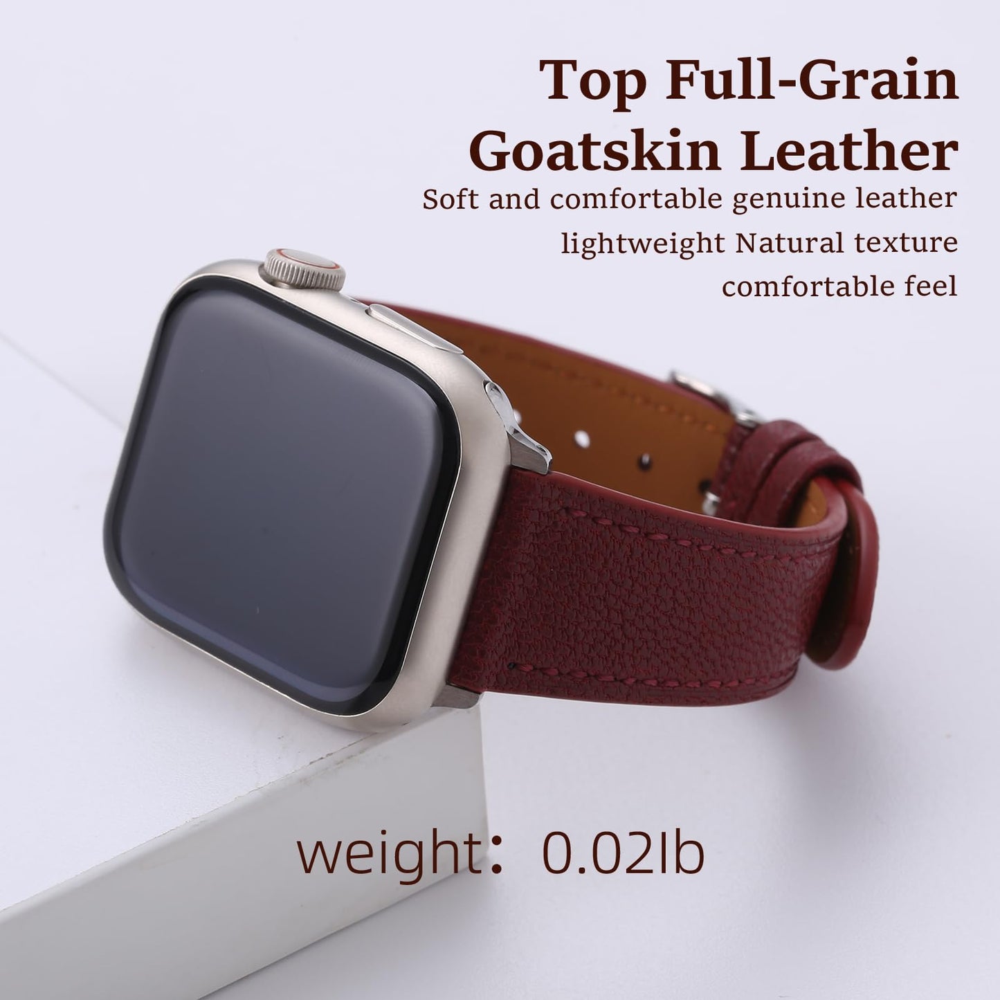 Thin Slim Soft Goatskin Women Leather Watch Bands for Apple Watch 38mm 40mm 41mm 42mm, Small Wrist Watch Band Lightweight Elegant Replacement Straps Compatible with iWatch SE 11 10 9 8 7 6 5 4 3 2 1