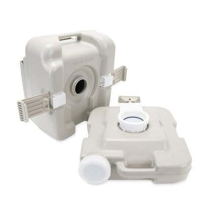 Camco 2.6-Gallon Portable Toilet - Features Detachable Holding Tank w/Sealing Slide Valve & Bellow-Type Flush - Easy Transport w/Compact Lightweight Design & Carry Handle - Gray (41531)
