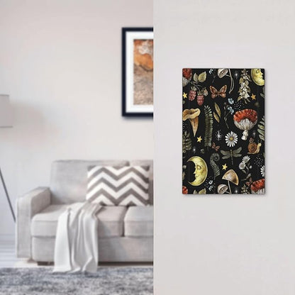 Nature Plant Botanical Daisy Mushroom Snails And Moon 1 Gang Light Switch Cover No Device Wall Plate Decorative Single Blank Switchplate Electrical Faceplate for Bathroom Art Panel Decorate