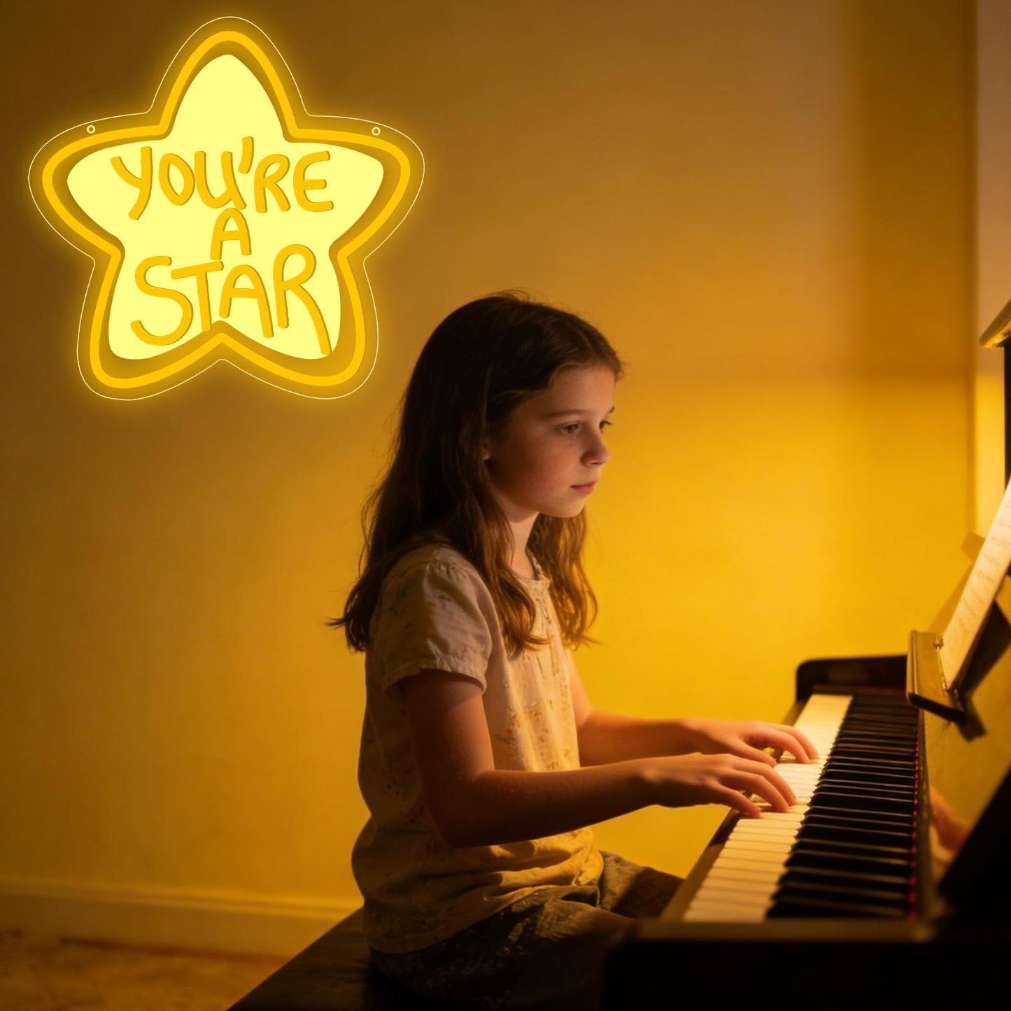 You're A Star Neon Sign,Star Dimmable LED Light Signs for Wall Art Decor,Inspirational Backdrop for Bedroom Club Party Kids' Rooms Classrooms,Gift for Women Man Teen USB Powered（13.8"*11.6"）