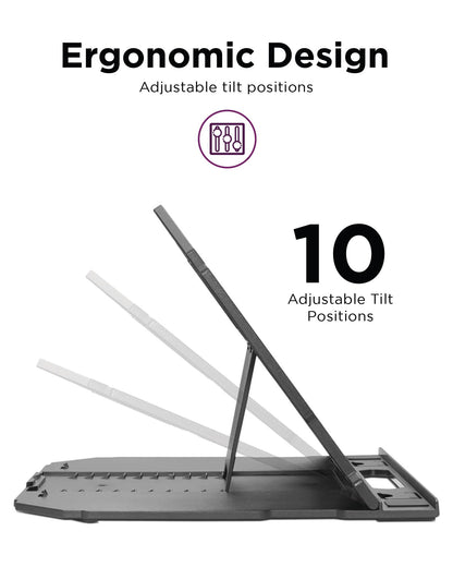 Lenovo 2-in-1 Laptop Stand - Adjustable, Portable, Foldable, Ergonomic, Non-Slip, Compatible with Laptops up to 15" and Cell Phones, Ideal for Travel