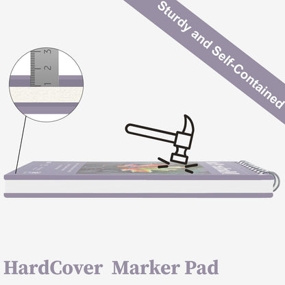 Fuxi Marker Paper Pad, 120lb/200gsm Art Paper of Markers, 2-Pack, 50 Sheets Per Pad (5.5" x 8.5").