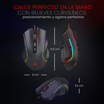 Redragon M602 Griffin RGB Gaming Mouse, RGB Spectrum Backlit Ergonomic Mouse with 7 Programmable Backlight Modes up to 8000 DPI for Windows PC Gamers (Black, Wireless)
