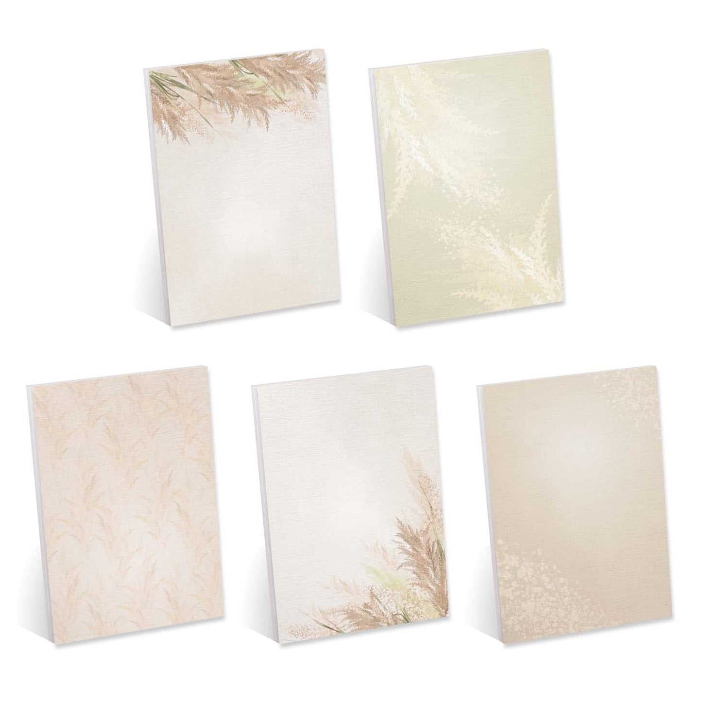 Pampas Grass Sticky Note Pads / 4" x 6" Repositionable Trendy Boho Sticky Notes / 50 Sheets Per Pad/Set of 5 Designs/Made in USA
