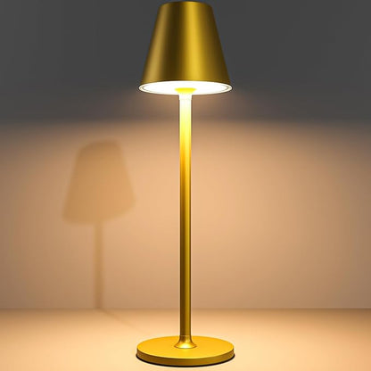 LED CordlessTable Lamp,4000mAh Rechargeable Battery Desk lamp,3 Level Brightness Portable Night Light, Minimalist Design, for Couple Dinner/Coffee Table/Restaurant/Bedroom(Bronze)