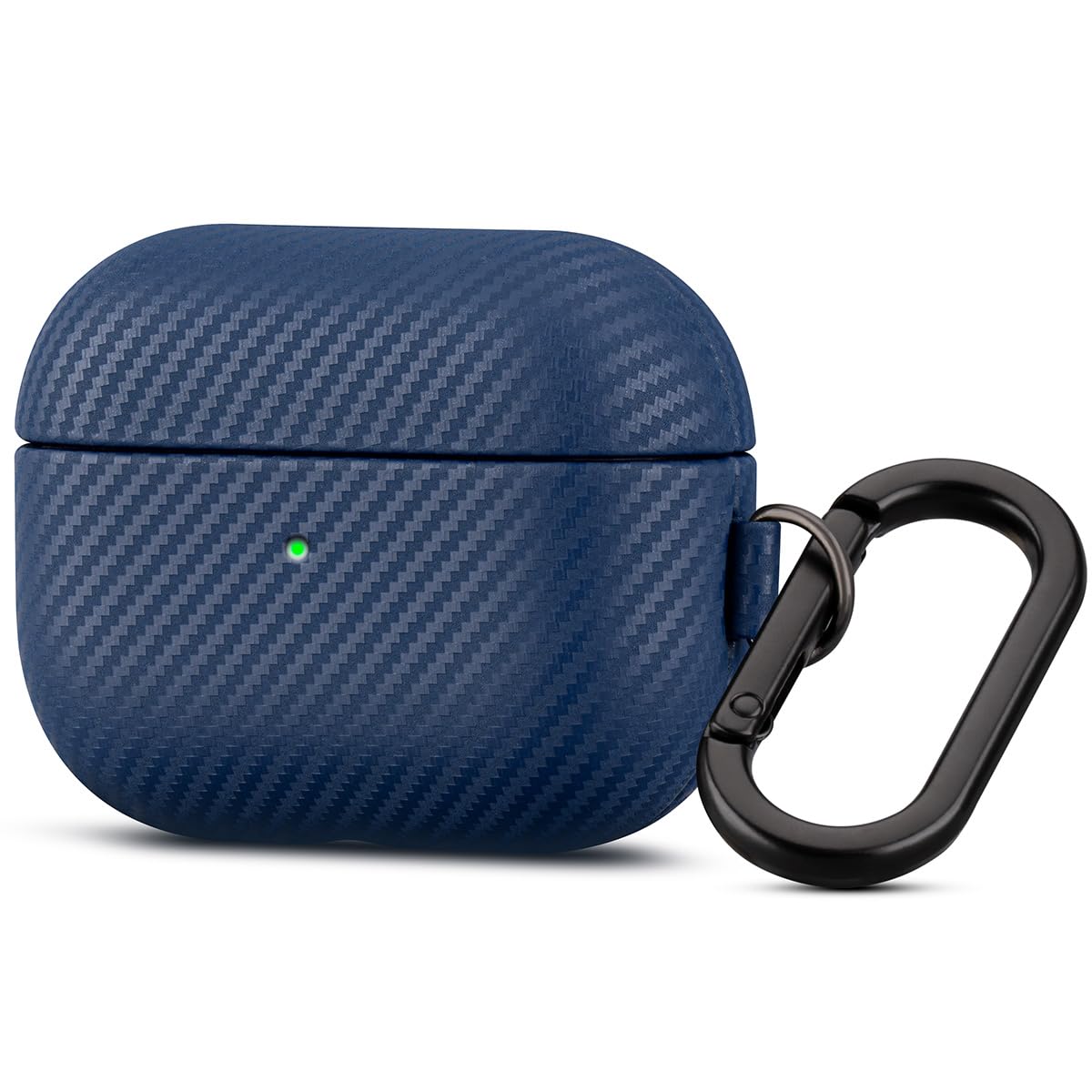 Haobobro Leather Case - for AirPods Pro 2 Case Cover with Keychain - Selected Skin-Friendly Leather, Carbon Fibre Texture, Handmade Shockproof Hard Cover for AirPods Pro 2nd Generation Earbuds - Blue