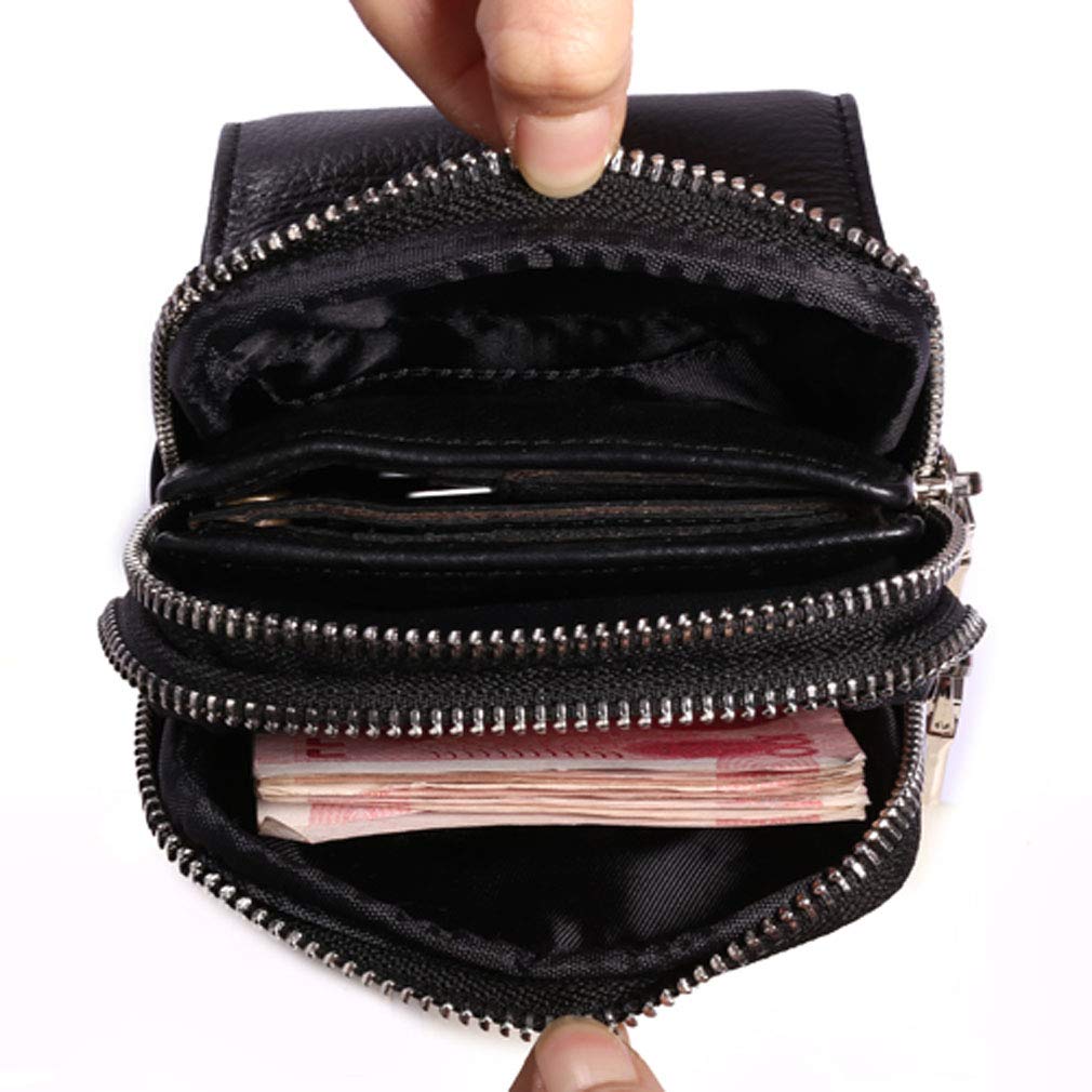 Leather Waist Pack Phone Belt Bag for Men Loop Holster Wallet Cellphone Case Pouch Pack Clip Money Purse for Phone Note Edge Plus (Black)