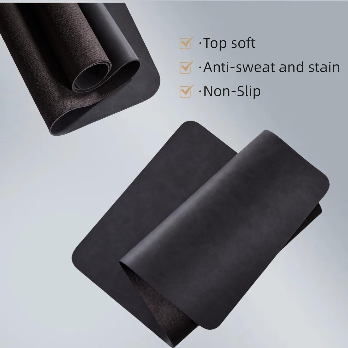 Leather 15.7"x 31.5" Desk pad for Computer and laptops, Ideal for Gaming and Office use, Large Mouse pad and Keyboard mat,Desk mat Special for man. A complimentary Wrist pad and Phone Stand.(Black)