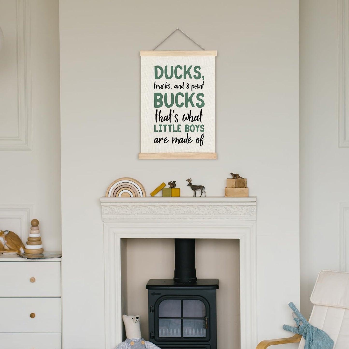 Supwhd Boys Room Decor, Ducks Trucks and 8 Point Bucks Poster Hanger Frame, Boy Nursery Wall Decor for Toddler Little Boy Kids Room Playroom Nursery, 12x16 Inches